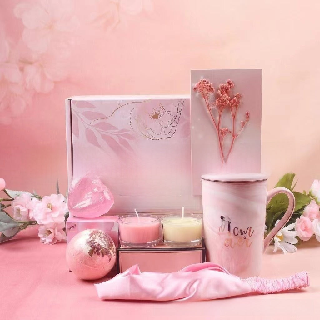 Luxury Spa Gift Basket Set – Pink & Purple Self-Care Gift Box for Women | Birthday, Wedding & Holiday