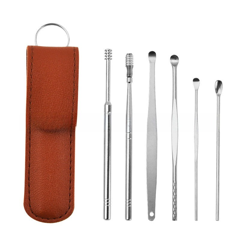 Stainless Steel Ear Cleaning Kit – 6-Piece Spiral Ear Scoop Set