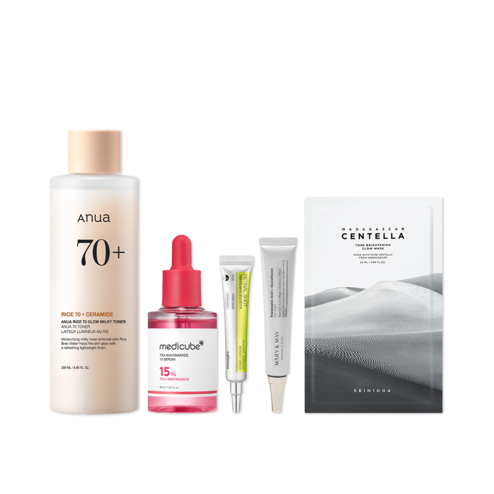 Korean Dark Spot Correcting Clinic Set — 5-Step Brightening Bundle | TXA, Niacinamide, Retinal & Vitamin C