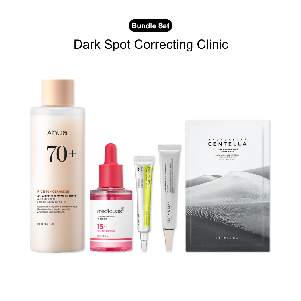 Korean Dark Spot Correcting Clinic Set — 5-Step Brightening Bundle | TXA, Niacinamide, Retinal & Vitamin C