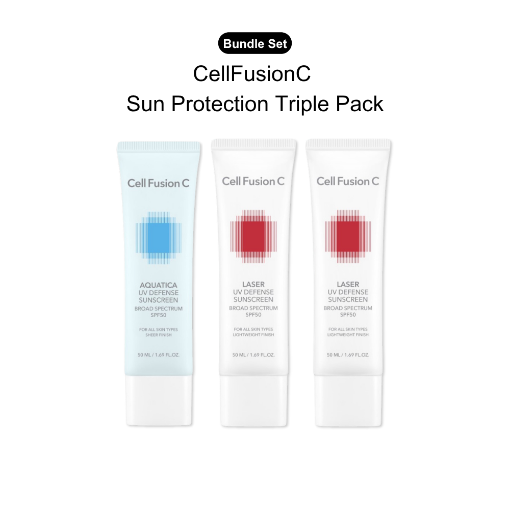 CellFusionC Sun Protection Triple Pack — Aquatica + Laser UV Defense Sunscreen Bundle