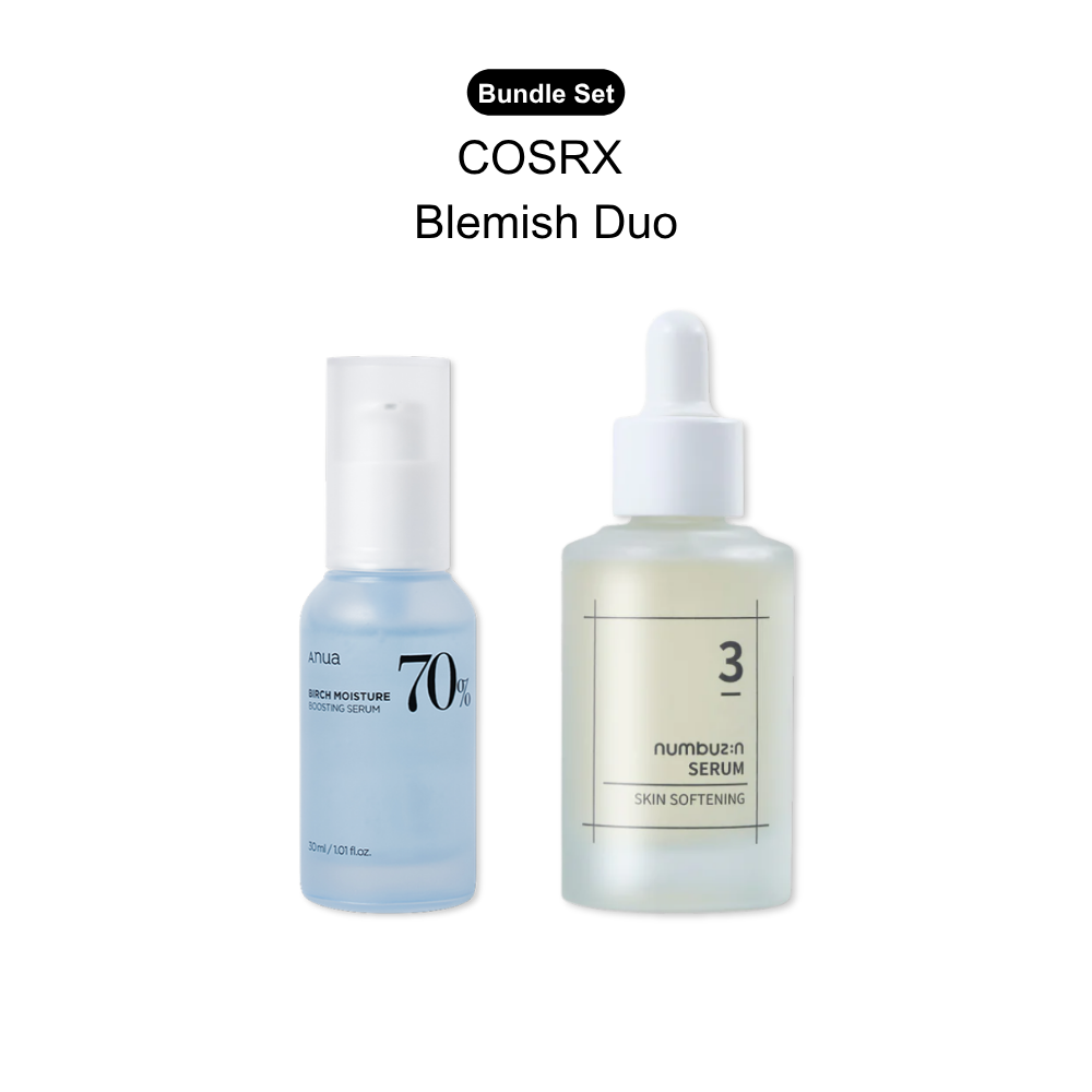 Anua + Numbuzin Aqua Boost Serum Duo — Birch 70 Moisture Serum & No.3 Skin Softening Serum Bundle
