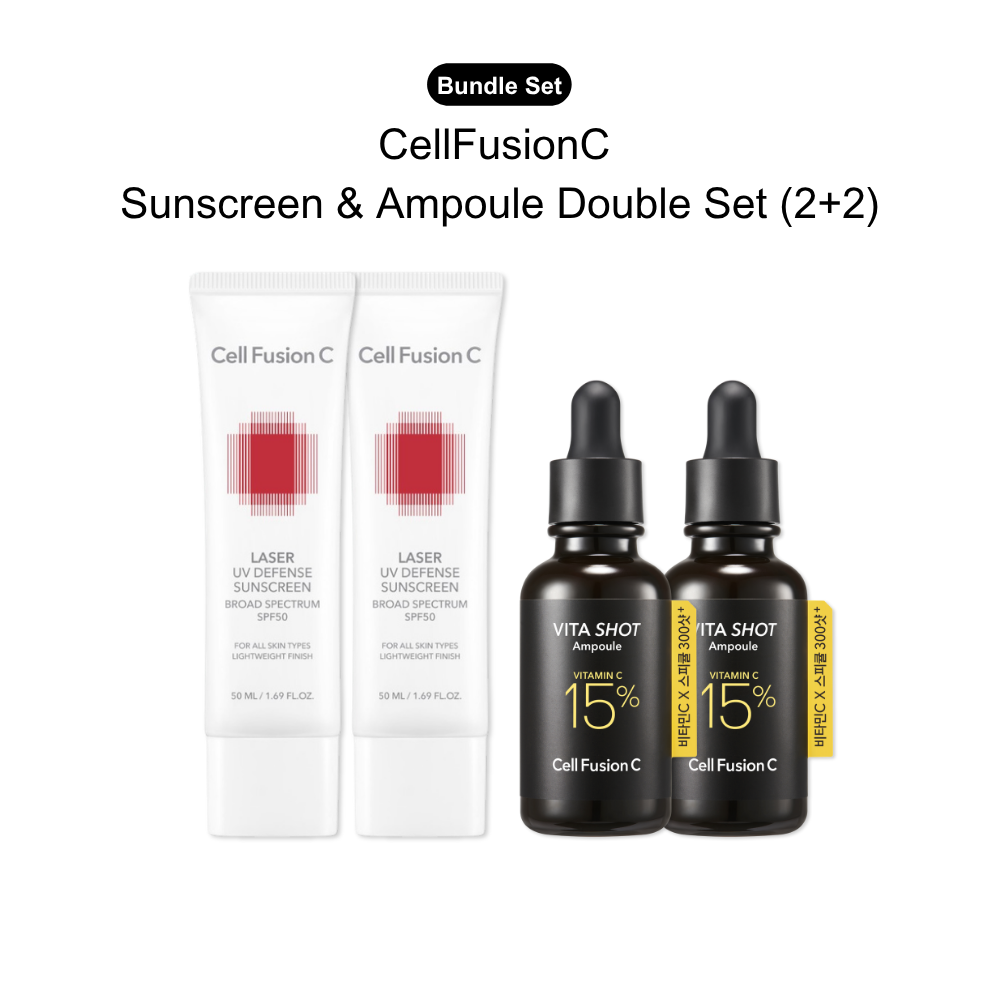 CellFusionC Sunscreen & Vitamin C Ampoule Double Set (2+2) | 50% OFF Clearance Bundle