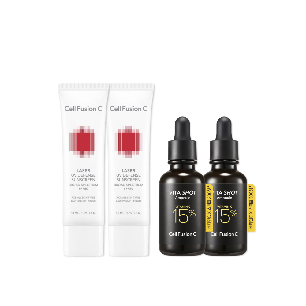 CellFusionC Sunscreen & Vitamin C Ampoule Double Set (2+2) | 50% OFF Clearance Bundle