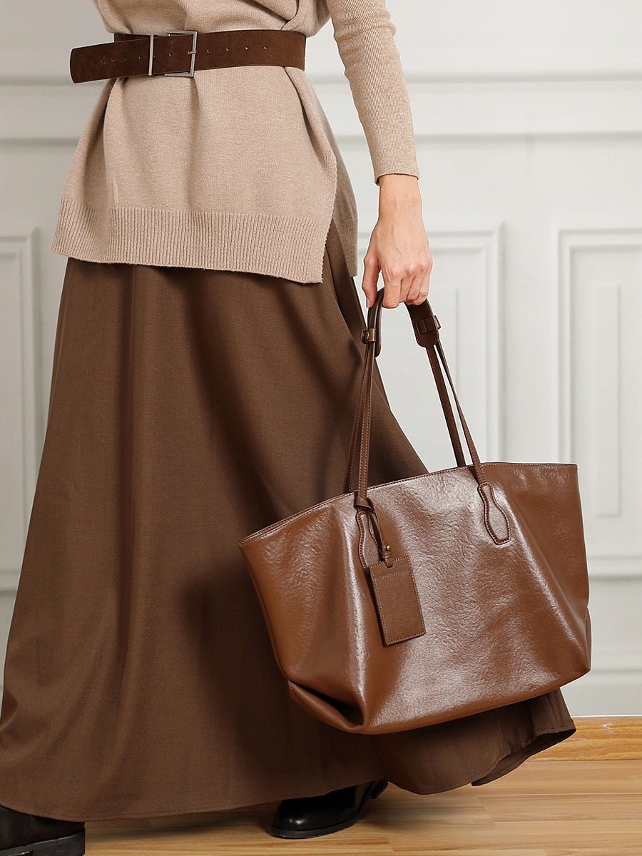 Genuine Leather Vintage Shoulder Bag for Women | Classic European Style Tote