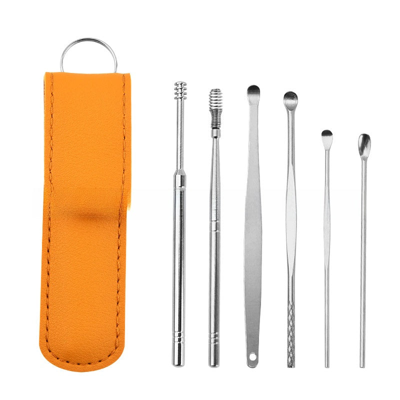 Stainless Steel Ear Cleaning Kit – 6-Piece Spiral Ear Scoop Set
