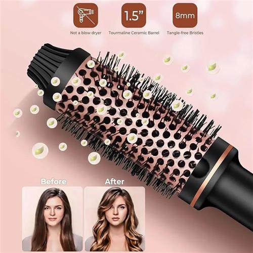 2-in-1 Ceramic Hair Styling Brush | Curl & Straighten with USB-Powered Hot Brush