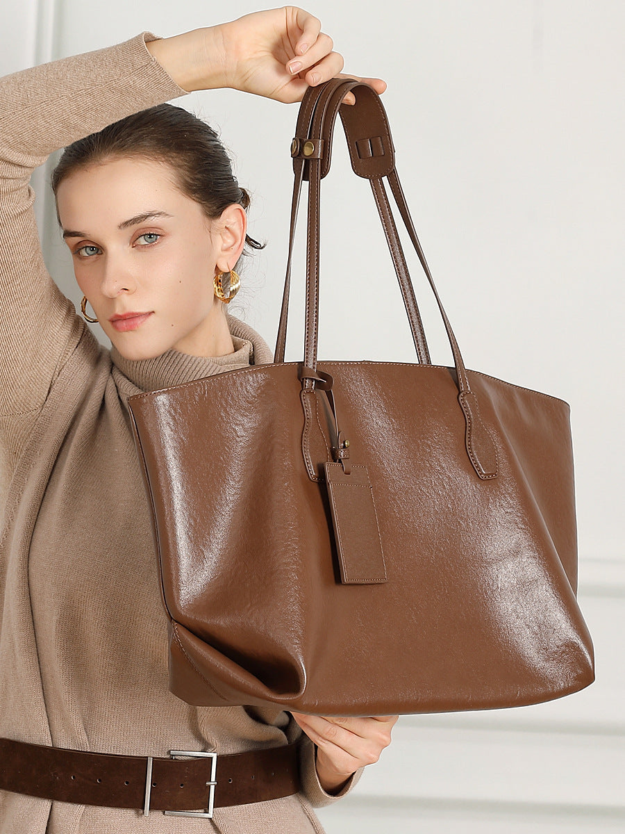Genuine Leather Vintage Shoulder Bag for Women | Classic European Style Tote