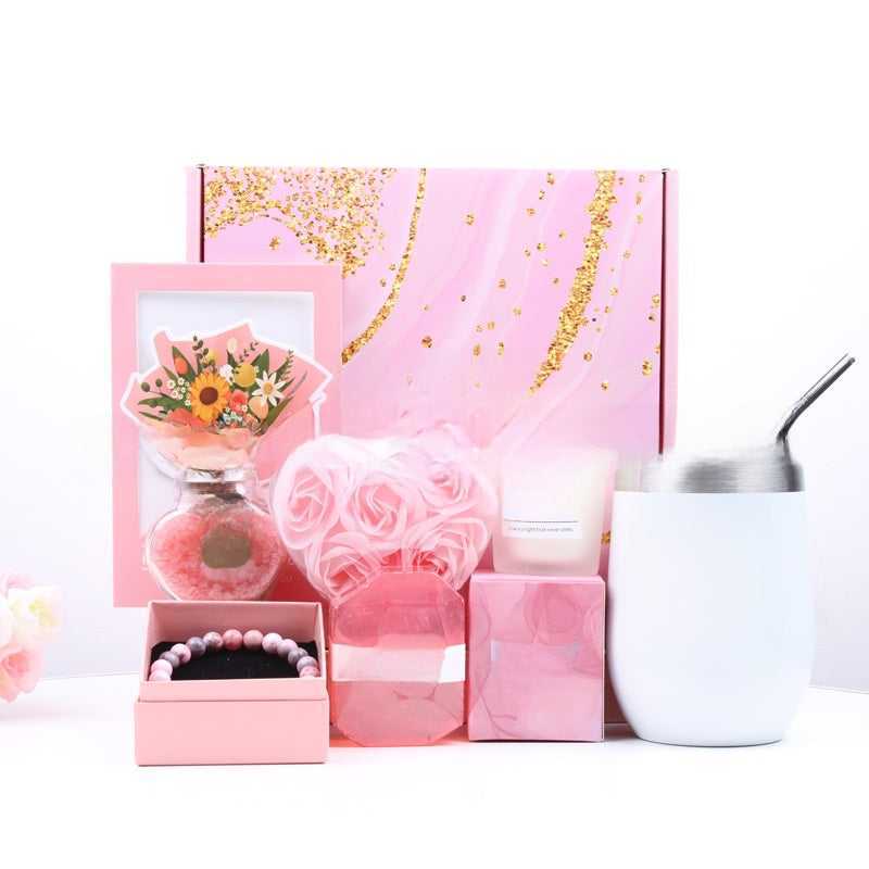 Luxury Spa Gift Basket Set – Pink & Purple Self-Care Gift Box for Women | Birthday, Wedding & Holiday