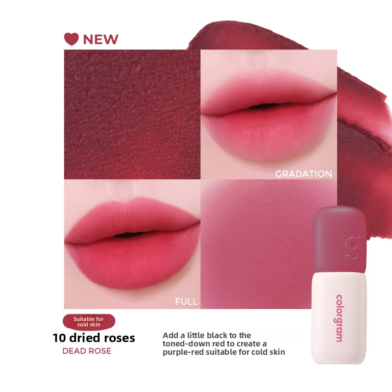 Colorgram Matte Rice Cake Lip & Cheek Tint – Korean Velvet Lipstick, 12 Shades