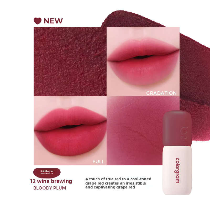 Colorgram Matte Rice Cake Lip & Cheek Tint – Korean Velvet Lipstick, 12 Shades