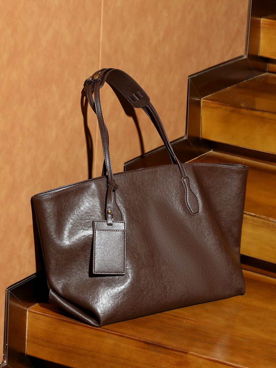 Genuine Leather Vintage Shoulder Bag for Women | Classic European Style Tote