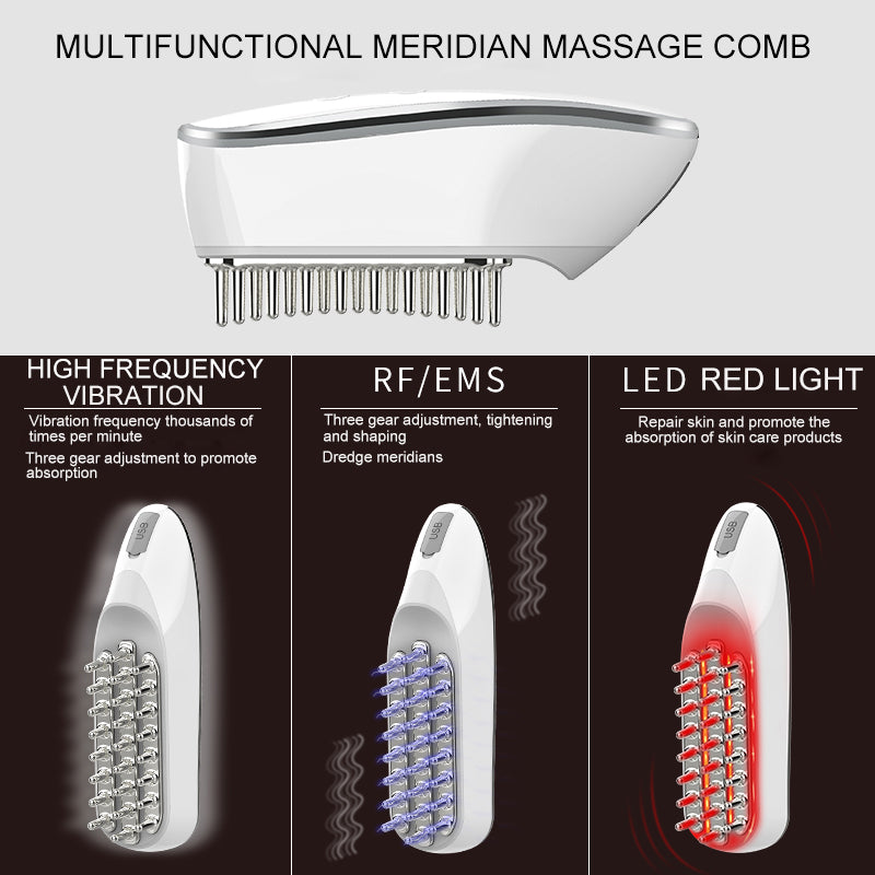 4-in-1 LED Scalp Massager Comb | Red Light + EMS + RF + Vibration Hair Growth Tool