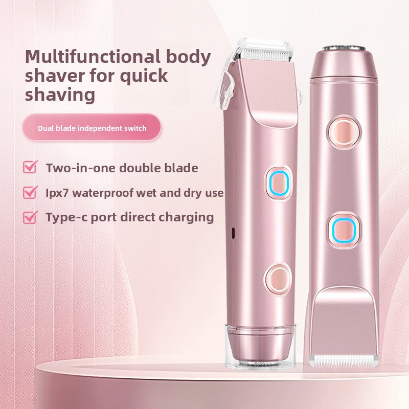 Dual-Head Electric Hair Remover – Waterproof USB Rechargeable Shaver for Women