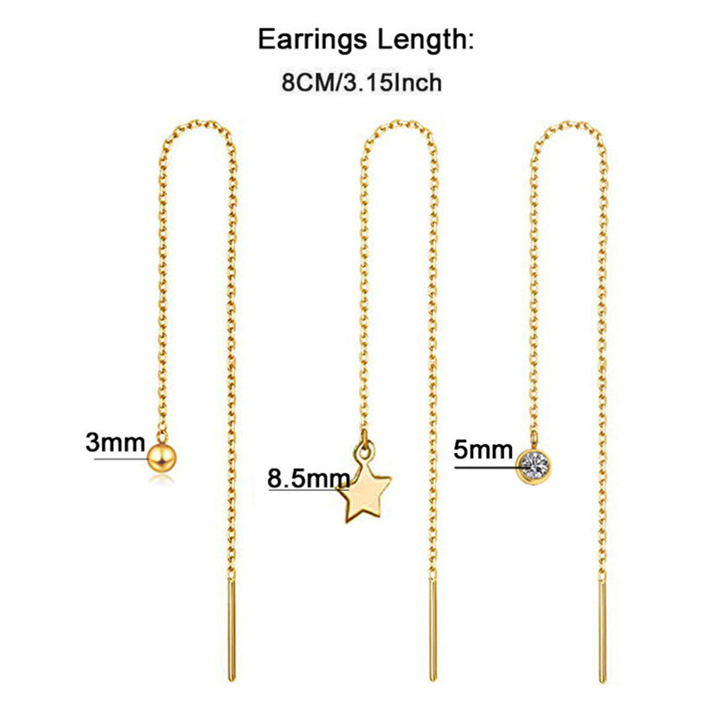 Crystal Tassel Drop Earrings – Star & Ball Stainless Steel Dangle Earrings | Gold & Silver