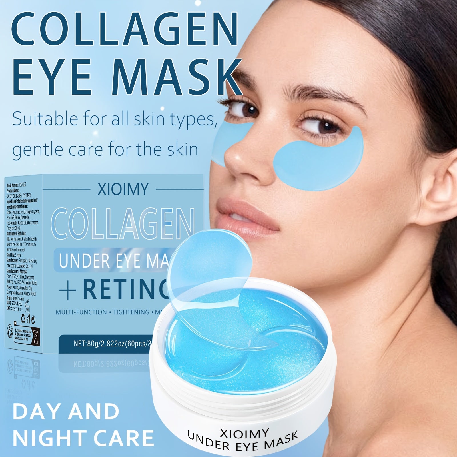 60pcs Xioimy Collagen & Retinol Gel Eye Masks