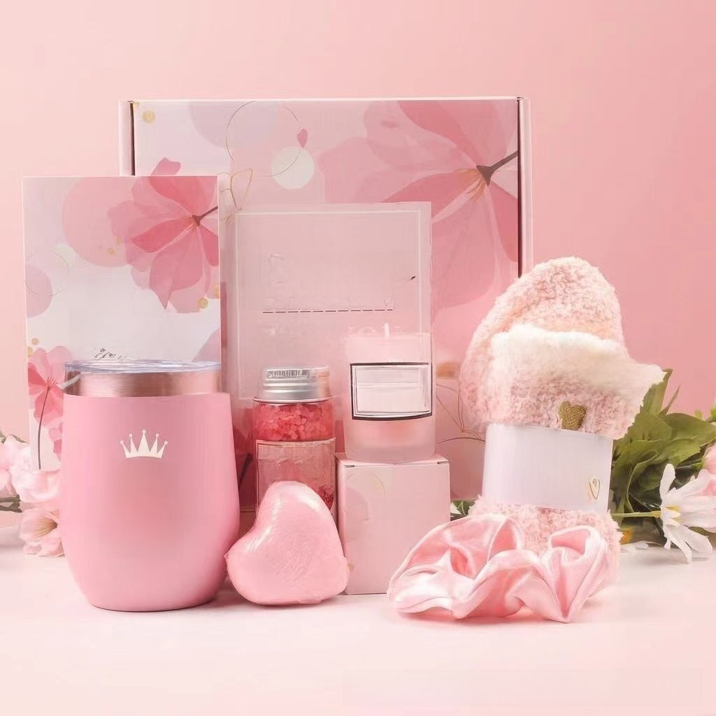 Luxury Spa Gift Basket Set – Pink & Purple Self-Care Gift Box for Women | Birthday, Wedding & Holiday