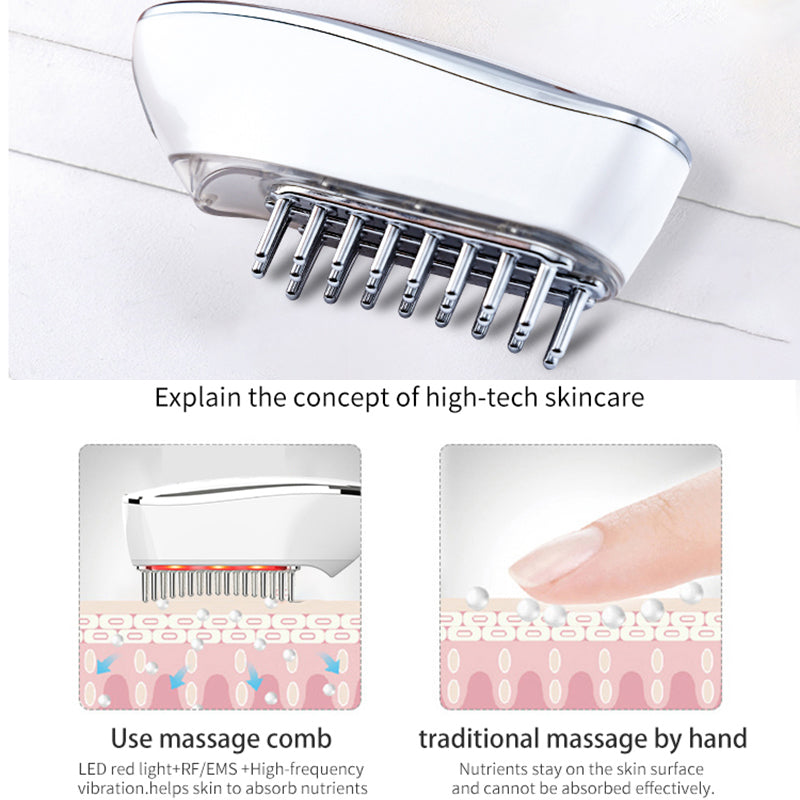 4-in-1 LED Scalp Massager Comb | Red Light + EMS + RF + Vibration Hair Growth Tool