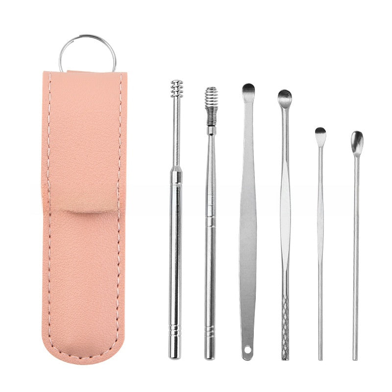 Stainless Steel Ear Cleaning Kit – 6-Piece Spiral Ear Scoop Set