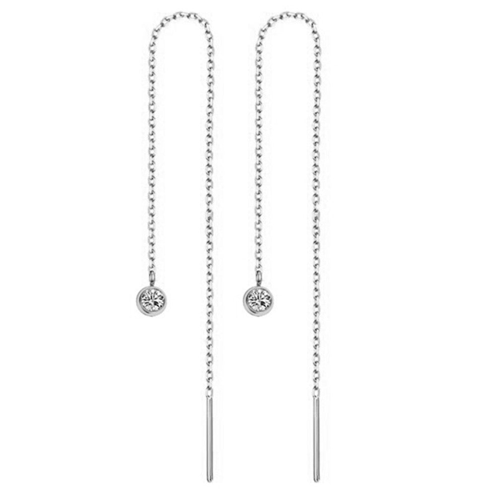 Crystal Tassel Drop Earrings – Star & Ball Stainless Steel Dangle Earrings | Gold & Silver