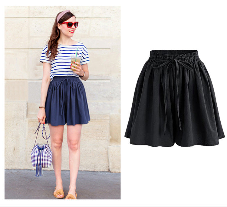 Women's Plus Size Wide-Leg Chiffon Shorts | High Waist Loose Casual Summer Pants