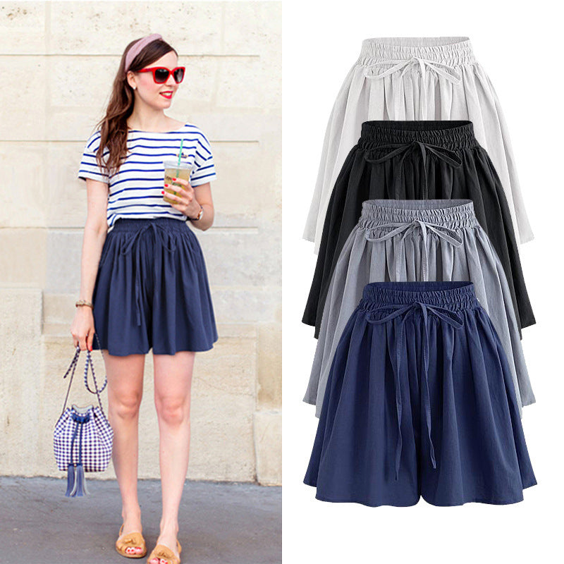 Women's Plus Size Wide-Leg Chiffon Shorts | High Waist Loose Casual Summer Pants
