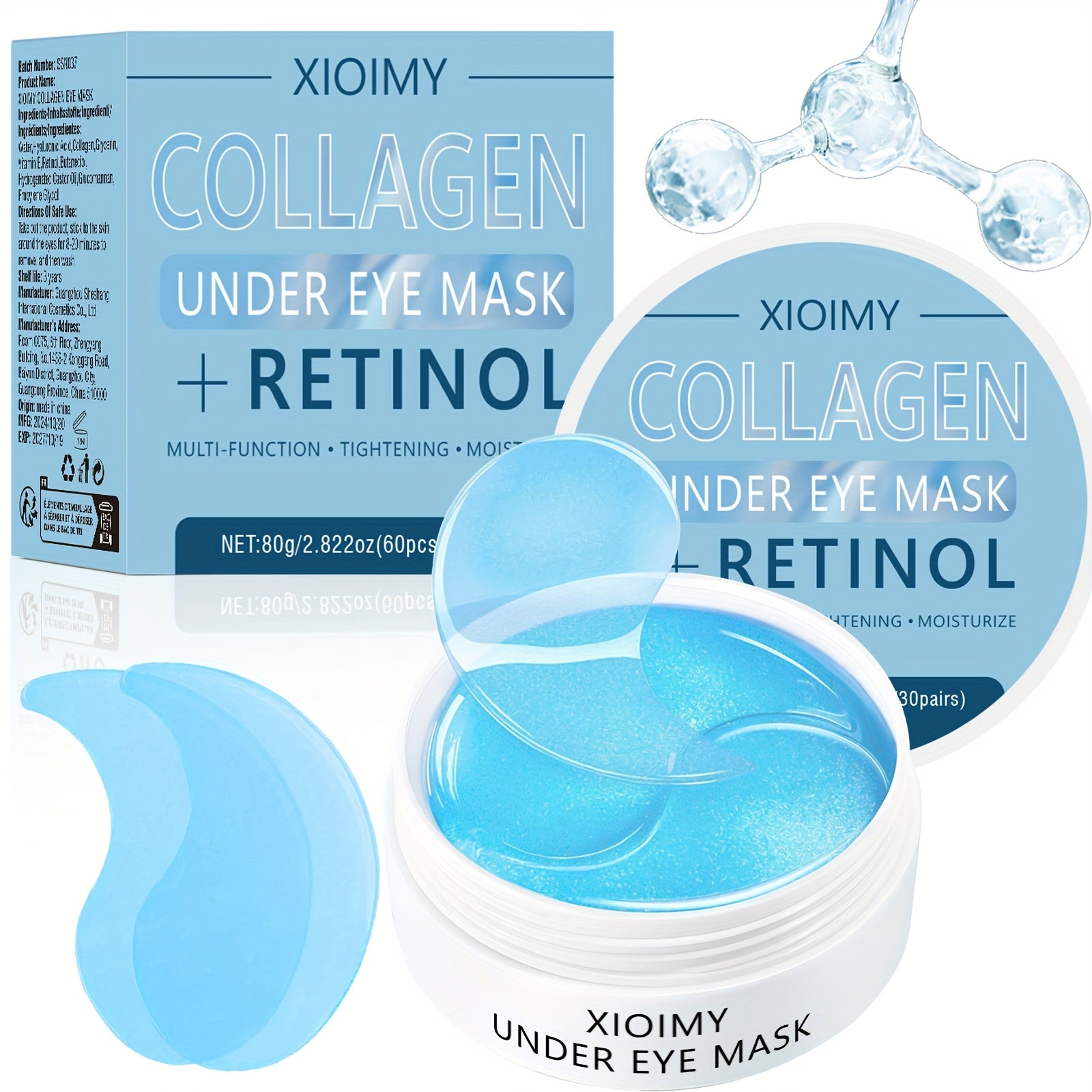 60pcs Xioimy Collagen & Retinol Gel Eye Masks