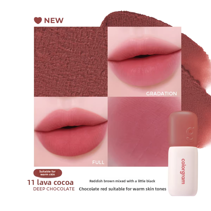 Colorgram Matte Rice Cake Lip & Cheek Tint – Korean Velvet Lipstick, 12 Shades