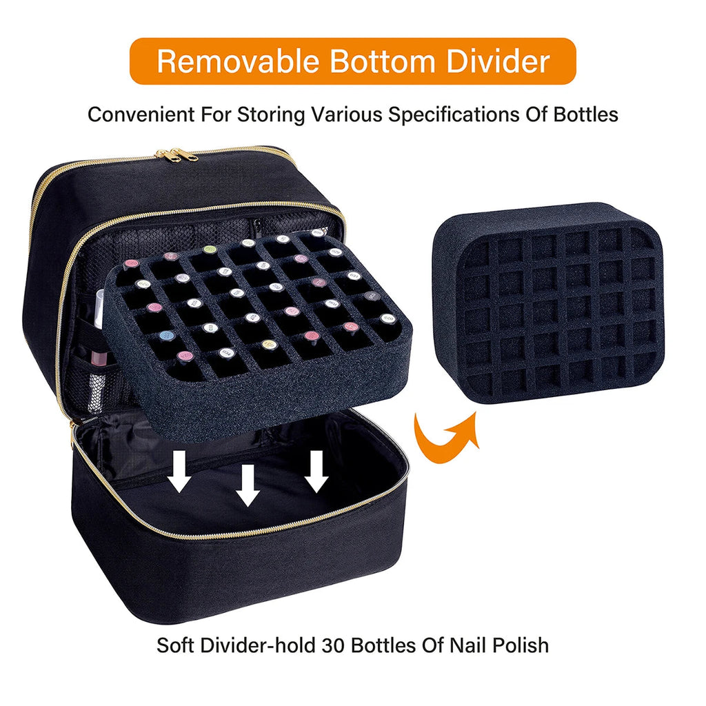 Nail Polish Organizer Handheld Double Layer CosmeticOrganizer Tote Bag For Girls And Women Nail Art, EssentialOil, Cosmetic Set Nanasbeautyholic