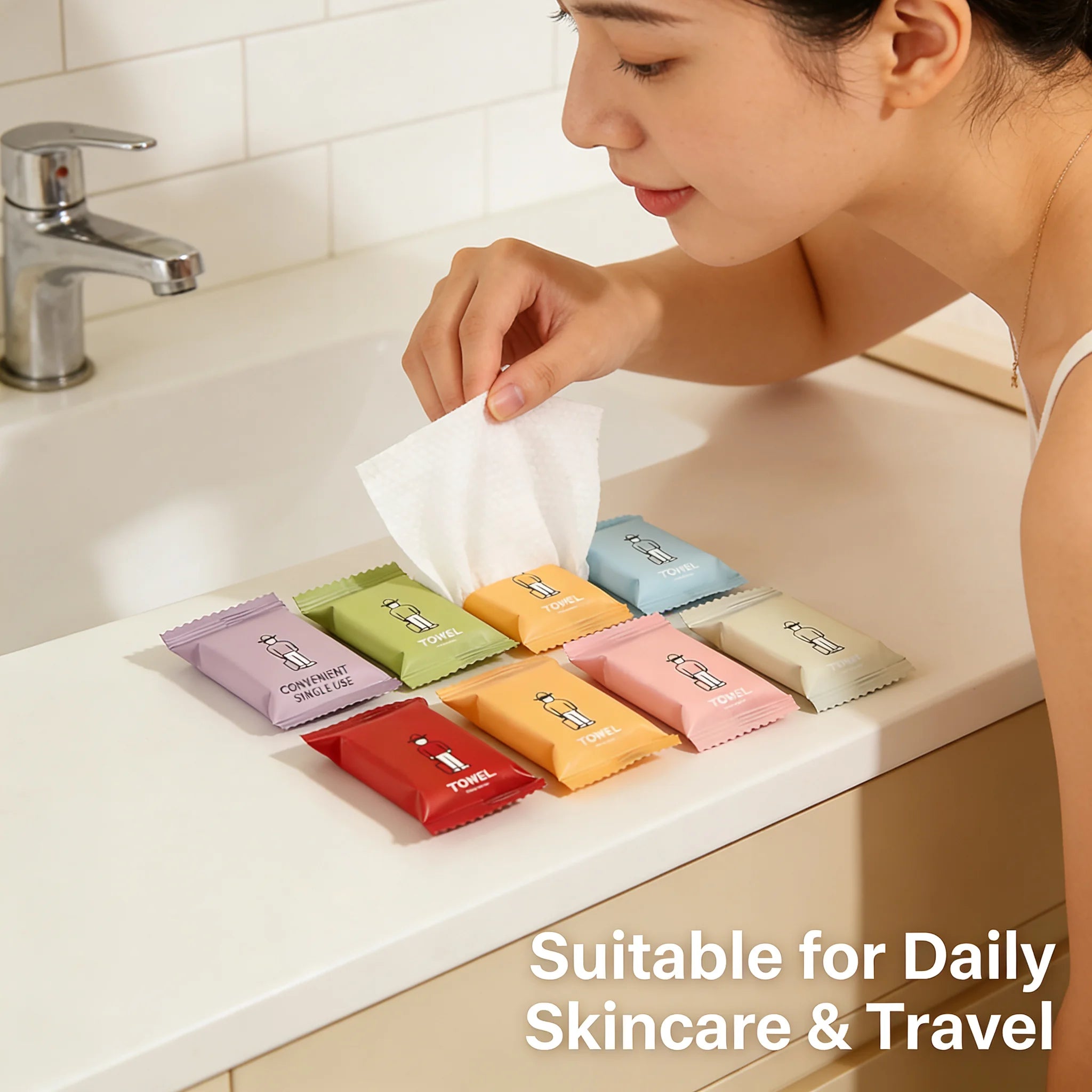Disposable Compressed Face Towels – 12PCS Soft 100% Cotton for Travel, Camping & Hotel