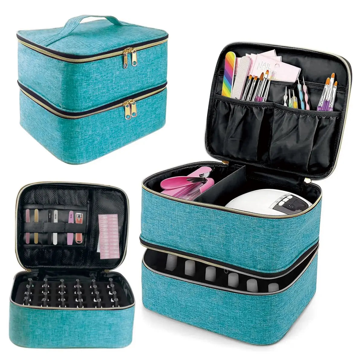 Nail Polish Organizer Handheld Double Layer CosmeticOrganizer Tote Bag For Girls And Women Nail Art, EssentialOil, Cosmetic Set Nanasbeautyholic