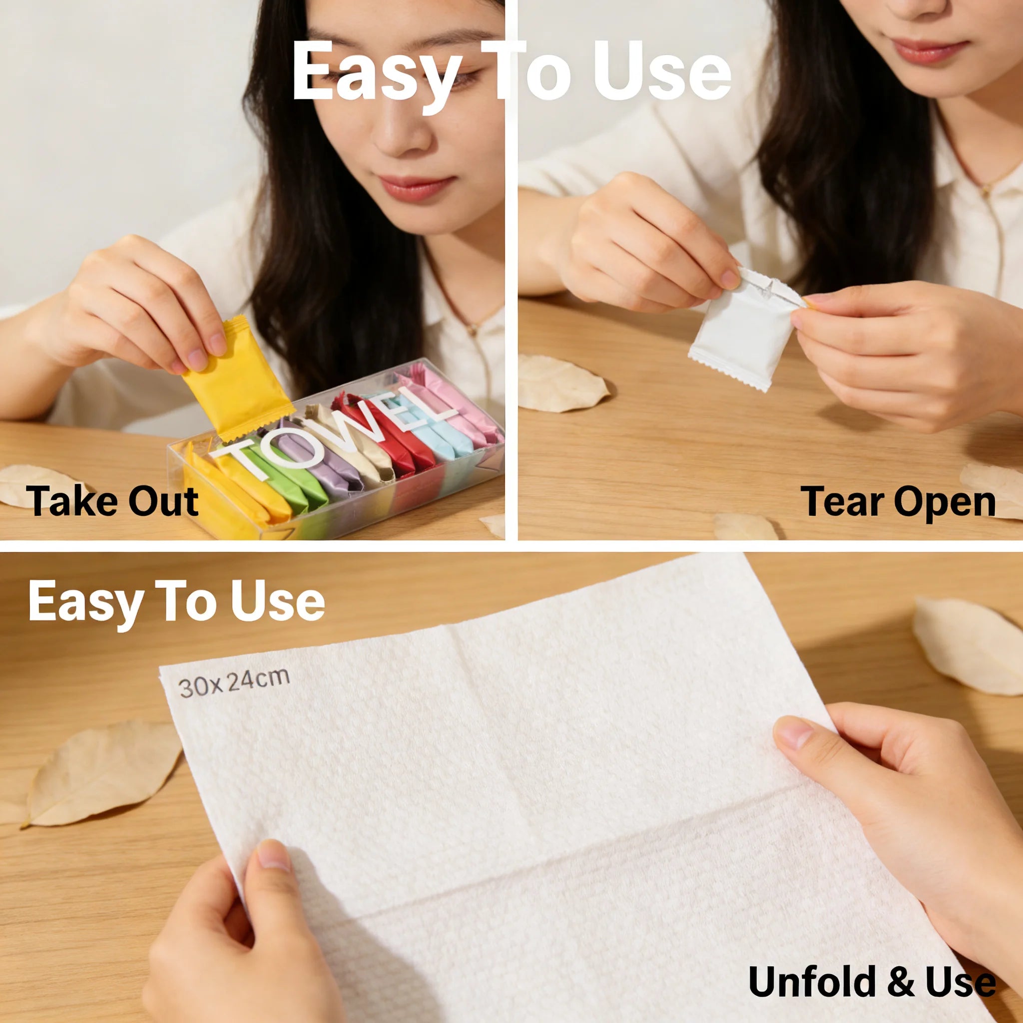 Disposable Compressed Face Towels – 12PCS Soft 100% Cotton for Travel, Camping & Hotel