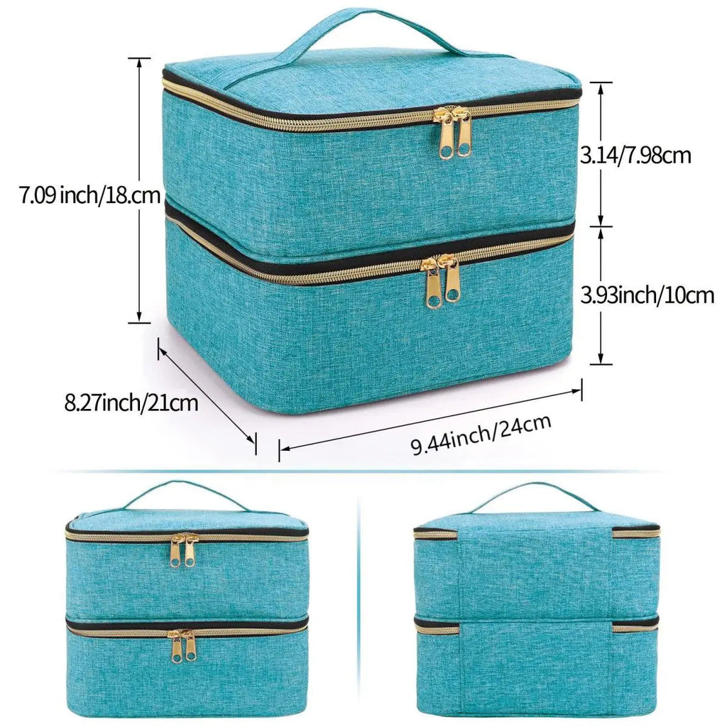 Nail Polish Organizer Handheld Double Layer CosmeticOrganizer Tote Bag For Girls And Women Nail Art, EssentialOil, Cosmetic Set Nanasbeautyholic