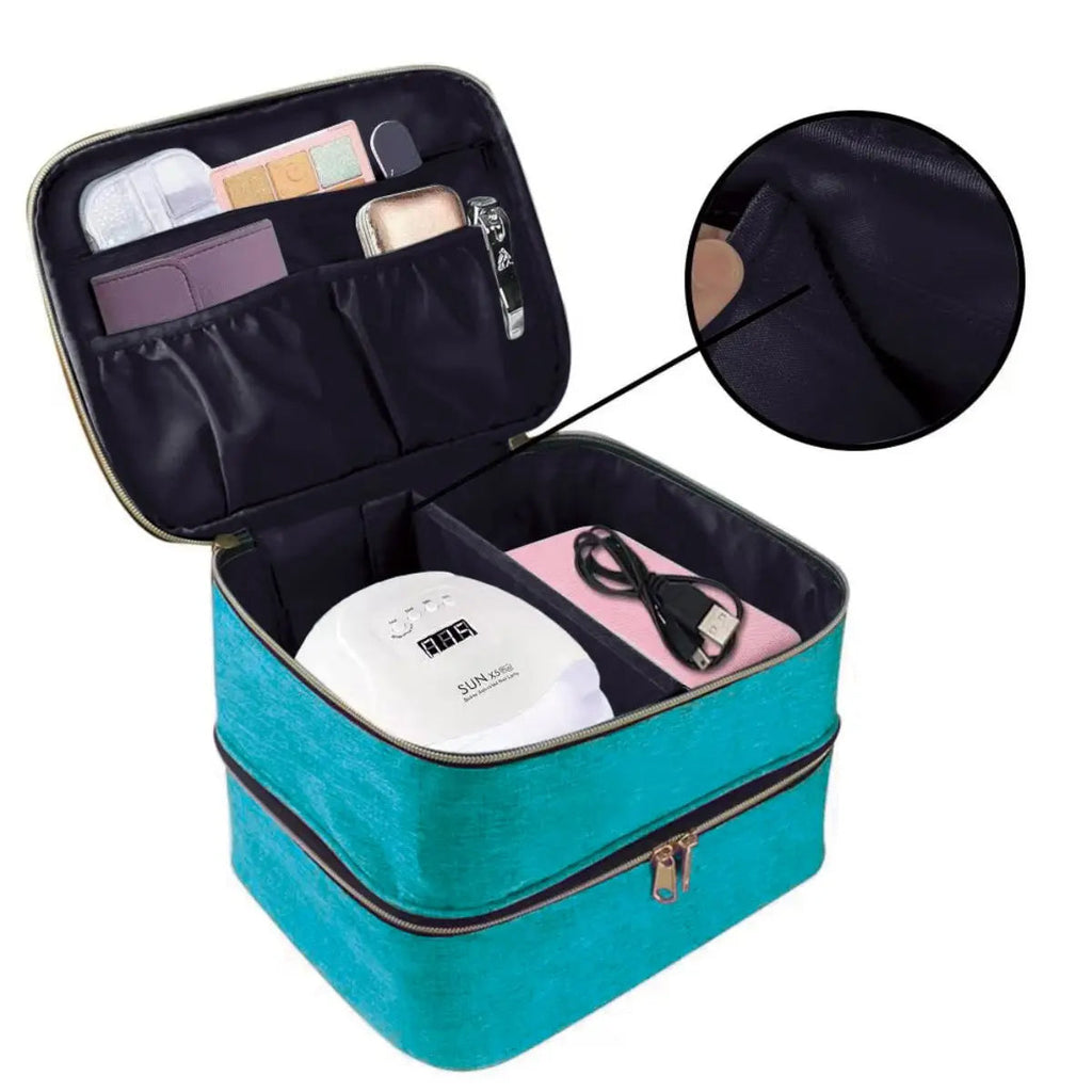 Nail Polish Organizer Handheld Double Layer CosmeticOrganizer Tote Bag For Girls And Women Nail Art, EssentialOil, Cosmetic Set Nanasbeautyholic