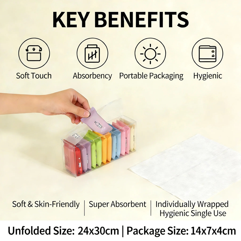 Disposable Compressed Face Towels – 12PCS Soft 100% Cotton for Travel, Camping & Hotel