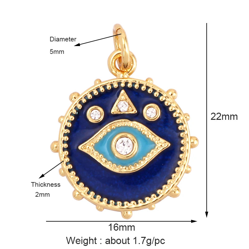 Evil Eye Charm Pendant – 18K Gold Plated CZ Cubic Zirconia | Necklace & Bracelet Jewelry Making