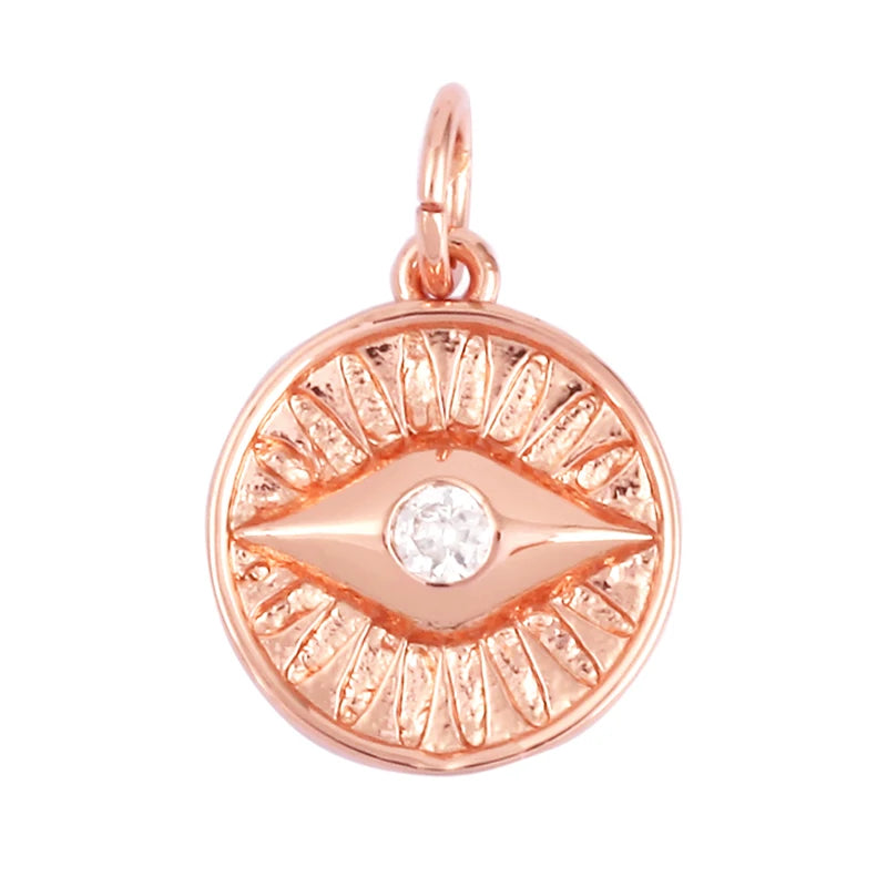 Evil Eye Charm Pendant – 18K Gold Plated CZ Cubic Zirconia | Necklace & Bracelet Jewelry Making