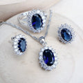 Sterling Silver Zircon Bridal Jewelry Set | Necklace, Earrings, Ring & Bracelet | Free Jewelry Box