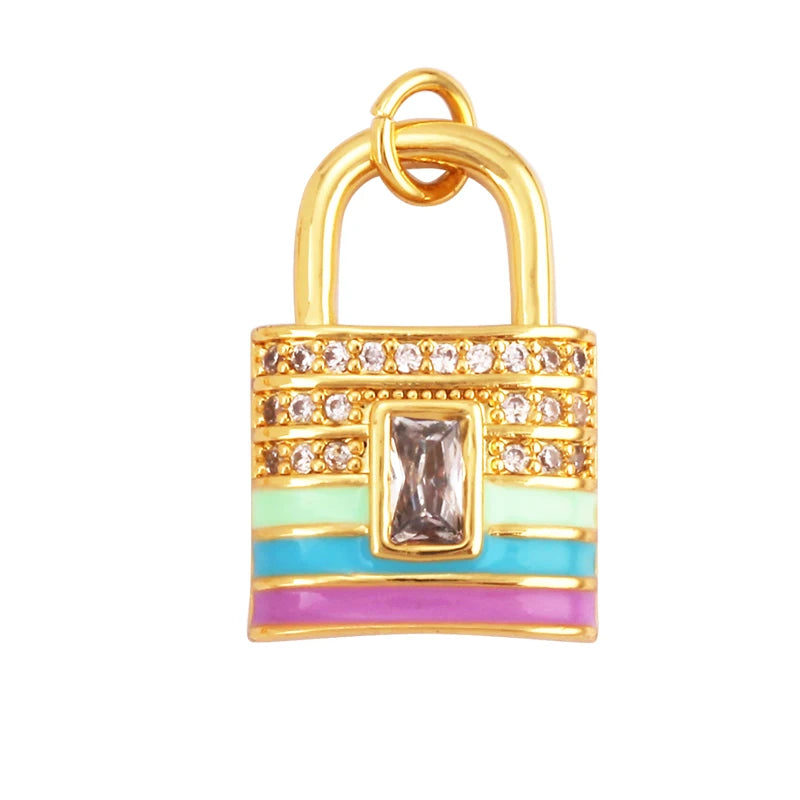 18K Gold Plated Rainbow Enamel Charm Pendant for DIY Jewelry Making – Necklace & Bracelet Findings