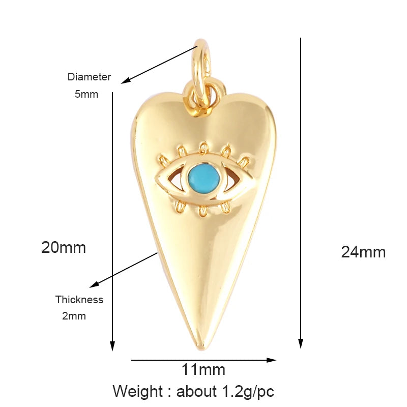 Evil Eye Charm Pendant – 18K Gold Plated CZ Cubic Zirconia | Necklace & Bracelet Jewelry Making