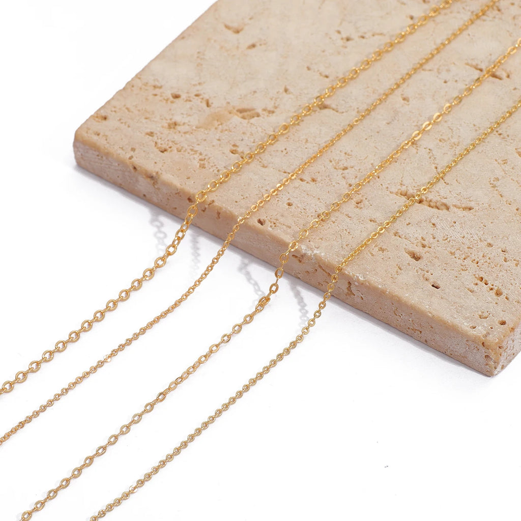 18K Gold Plated Copper O-Shape Fine Chain for DIY Jewelry Making – 1 Meter Necklace & Body Chain Supply
