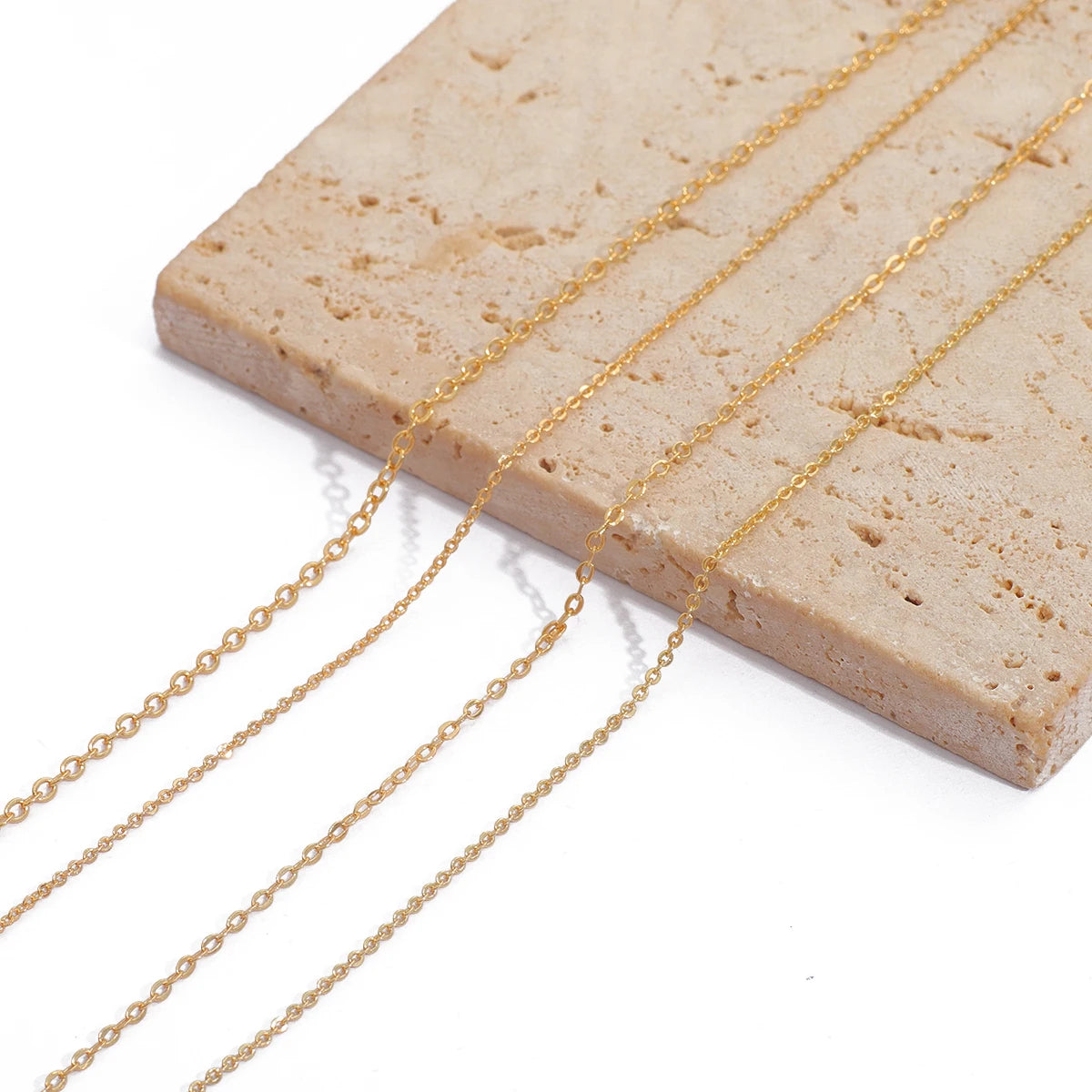 18K Gold Plated Copper O-Shape Fine Chain for DIY Jewelry Making – 1 Meter Necklace & Body Chain Supply