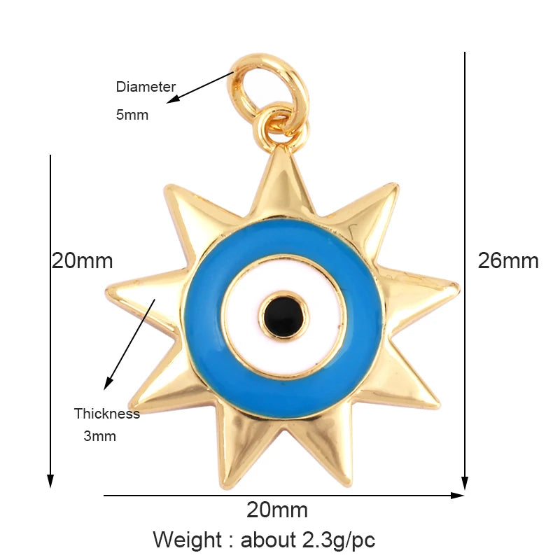 Evil Eye Charm Pendant – 18K Gold Plated CZ Cubic Zirconia | Necklace & Bracelet Jewelry Making