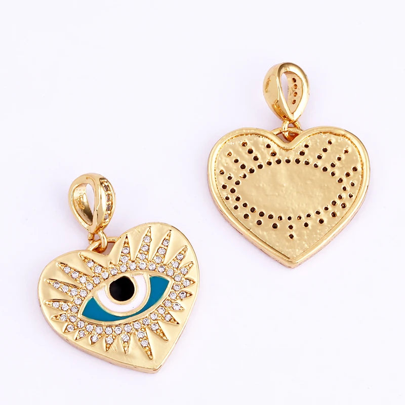 Evil Eye Charm Pendant – 18K Gold Plated CZ Cubic Zirconia | Necklace & Bracelet Jewelry Making
