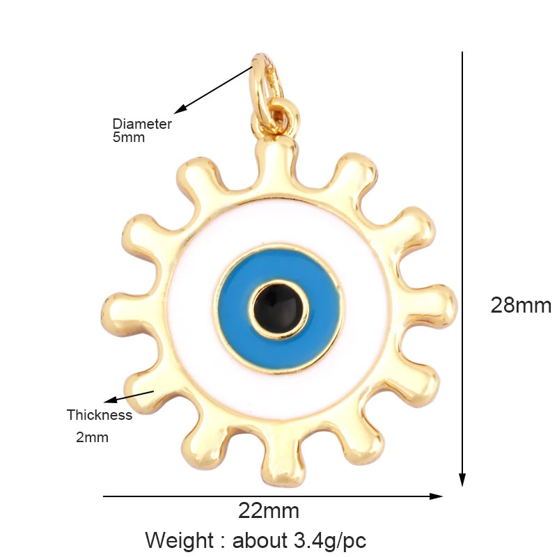Evil Eye Charm Pendant – 18K Gold Plated CZ Cubic Zirconia | Necklace & Bracelet Jewelry Making