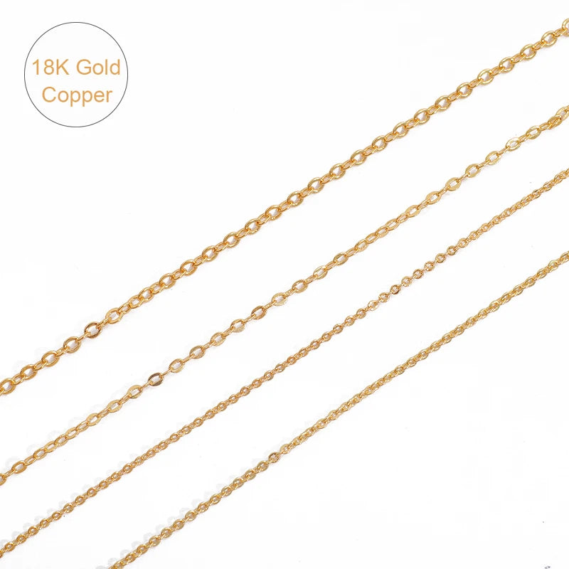 18K Gold Plated Copper O-Shape Fine Chain for DIY Jewelry Making – 1 Meter Necklace & Body Chain Supply
