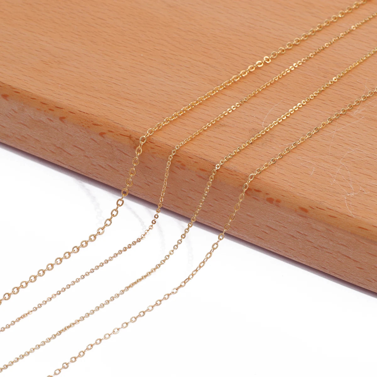 18K Gold Plated Copper O-Shape Fine Chain for DIY Jewelry Making – 1 Meter Necklace & Body Chain Supply