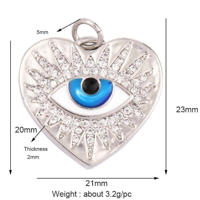 Evil Eye Charm Pendant – 18K Gold Plated CZ Cubic Zirconia | Necklace & Bracelet Jewelry Making