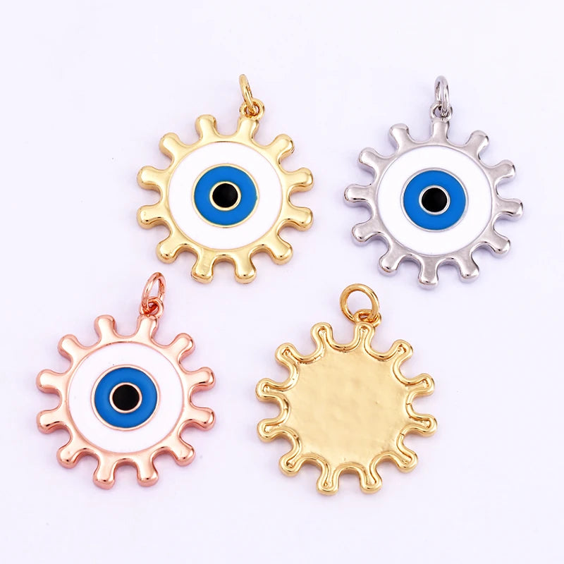 Evil Eye Charm Pendant – 18K Gold Plated CZ Cubic Zirconia | Necklace & Bracelet Jewelry Making