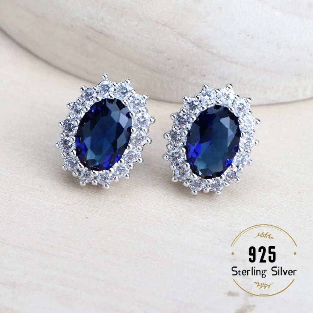 Sterling Silver Zircon Bridal Jewelry Set | Necklace, Earrings, Ring & Bracelet | Free Jewelry Box